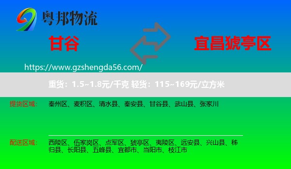 甘谷县到猇亭区物流专线