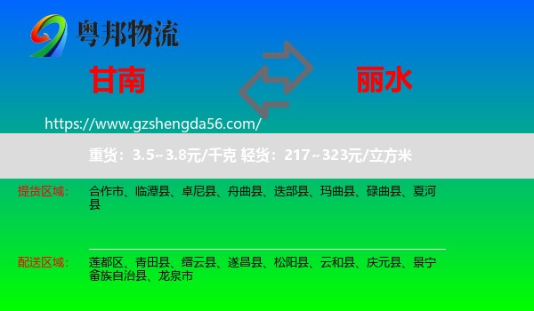 甘南到丽水物流专线