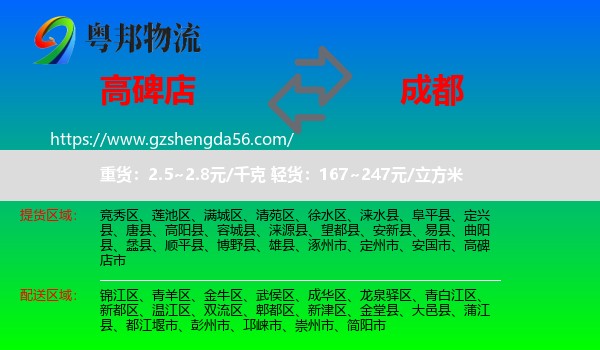 高碑店市到成都专线