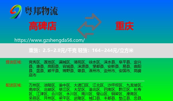 高碑店市到重庆专线