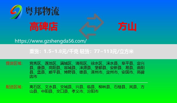 高碑店市到方山县物流专线
