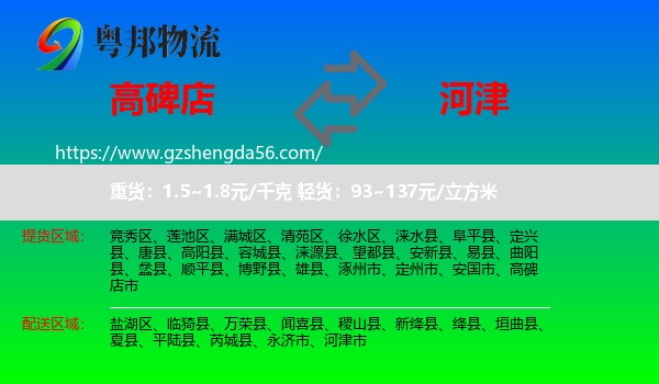 高碑店市到河津市物流专线
