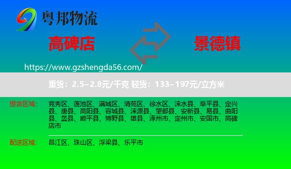高碑店市到景德镇物流专线