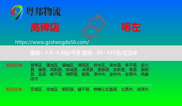 高碑店市到喀喇沁左翼县物流专线