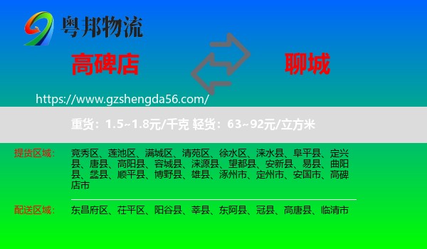 高碑店市到聊城物流专线