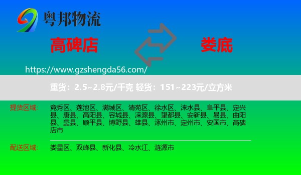 高碑店市到娄底物流专线