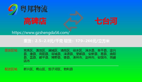 高碑店市到七台河物流专线