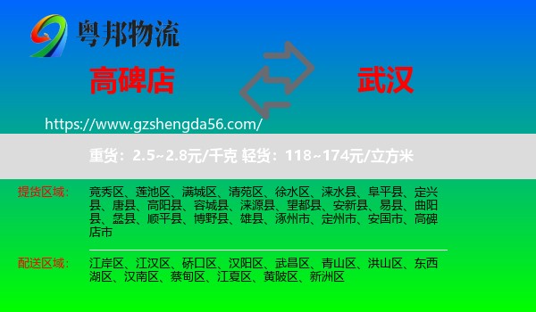 高碑店市到武汉专线