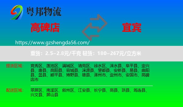 高碑店市到宜宾物流专线