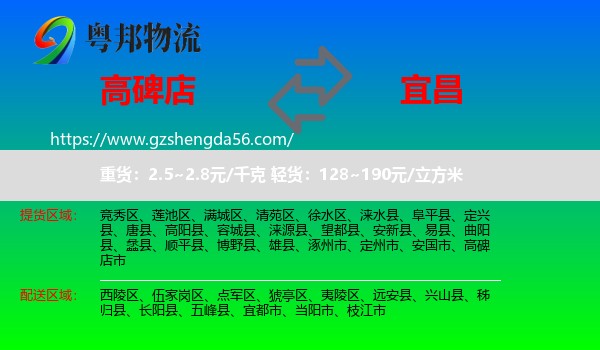 高碑店市到宜昌物流专线