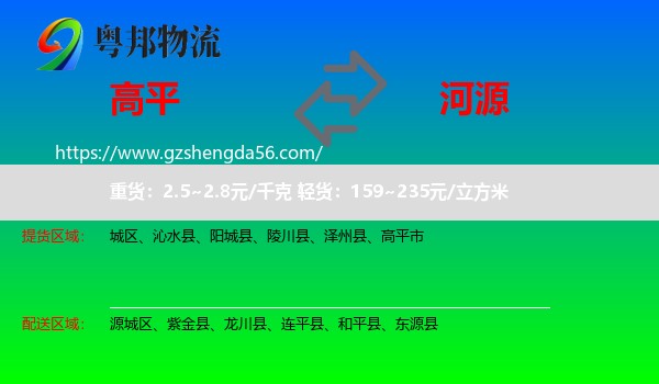 高平市到河源物流专线