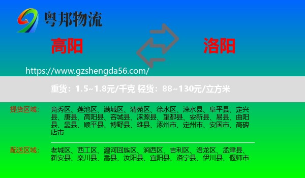 高阳县到洛阳物流专线
