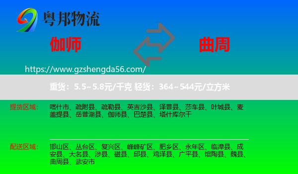 伽师县到曲周县物流专线
