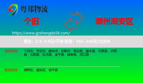 个旧市到潮安区物流专线