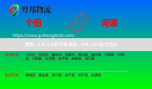 个旧市到河源物流专线