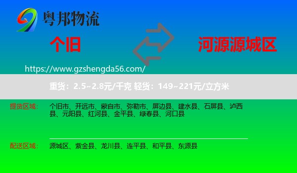 个旧市到源城区物流专线