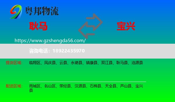 耿马县到宝兴县物流专线