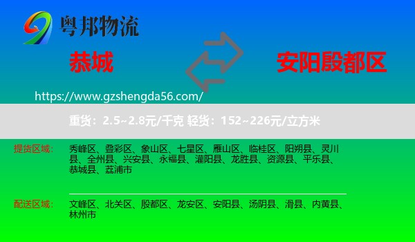 恭城县到殷都区物流专线