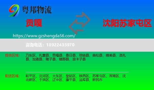 贡嘎县到苏家屯区物流专线