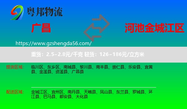 广昌县到金城江区物流专线