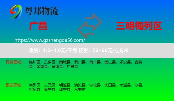 广昌县到梅列区物流专线