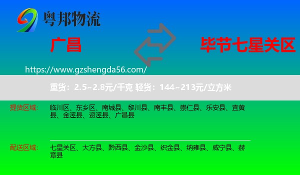 广昌县到七星关区物流专线