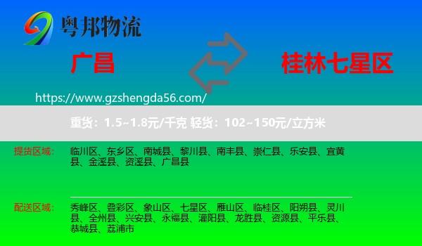 广昌县到七星区物流专线
