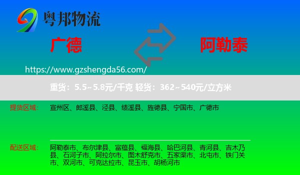 广德市到阿勒泰物流专线