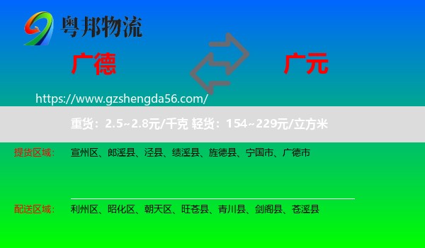 广德市到广元物流专线
