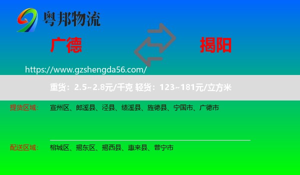 广德市到揭阳物流专线