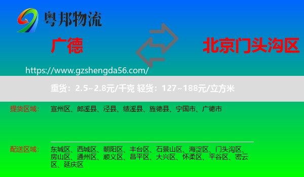 广德市到门头沟区物流专线