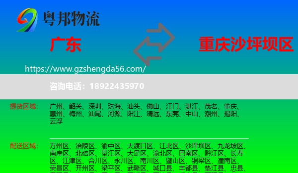 广东到沙坪坝区物流