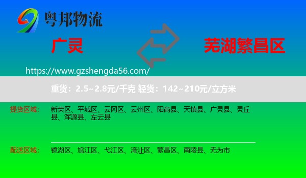 广灵县到繁昌区物流专线