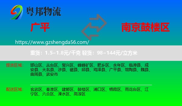 广平县到鼓楼区物流专线