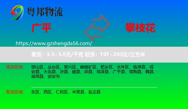 广平县到攀枝花物流