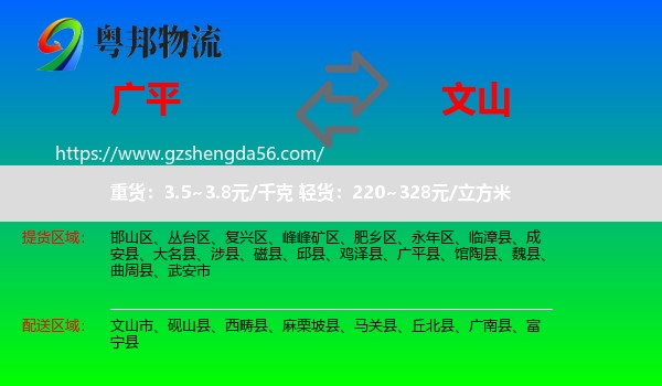 广平县到文山物流