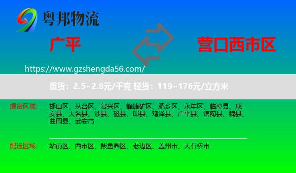广平县到西市区物流专线