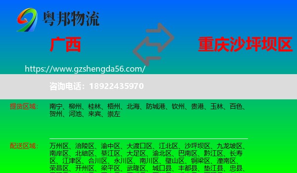 广西到沙坪坝区物流专线