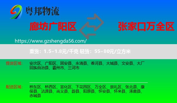 广阳区到万全区物流专线