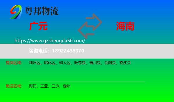 广元到海南物流专线