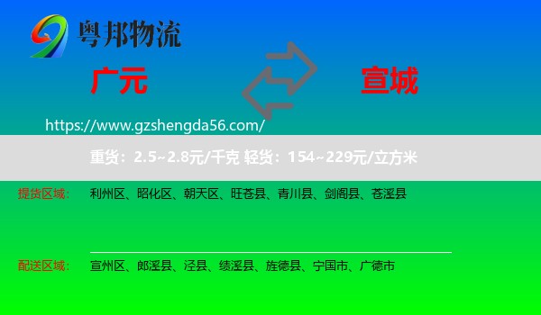 广元到宣城物流专线