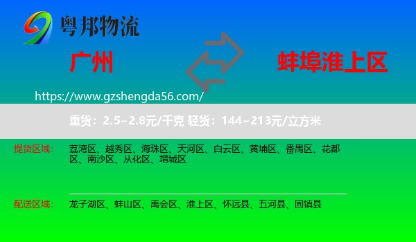 广州到淮上区物流专线