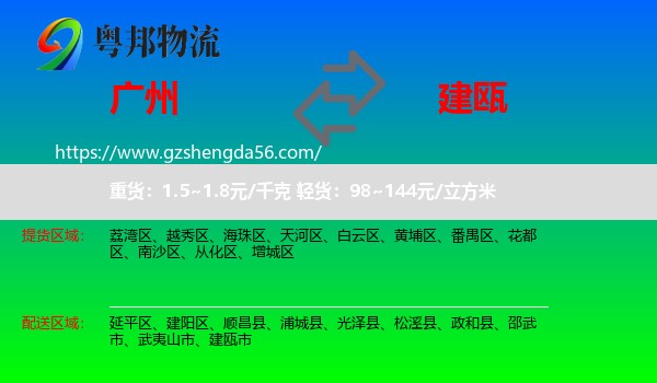 广州到建瓯市物流专线