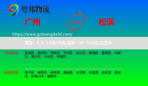 广州到松溪县物流专线