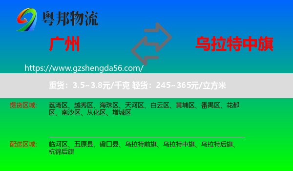 广州到乌拉特中旗物流专线