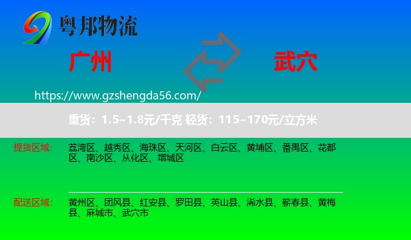 广州到武穴市物流专线