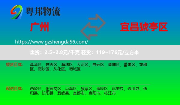 广州到猇亭区物流专线