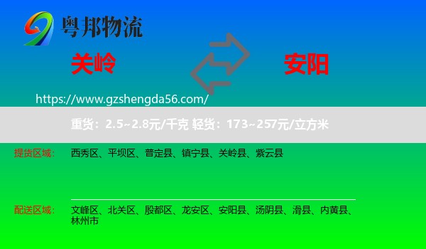 关岭县到安阳物流专线