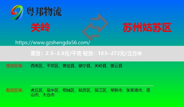 关岭县到姑苏区物流专线