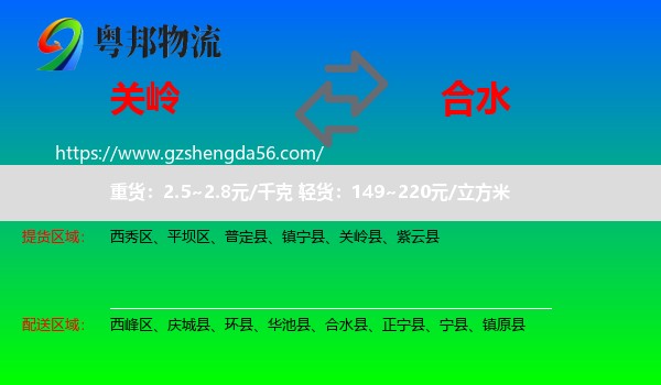 关岭县到合水县物流专线